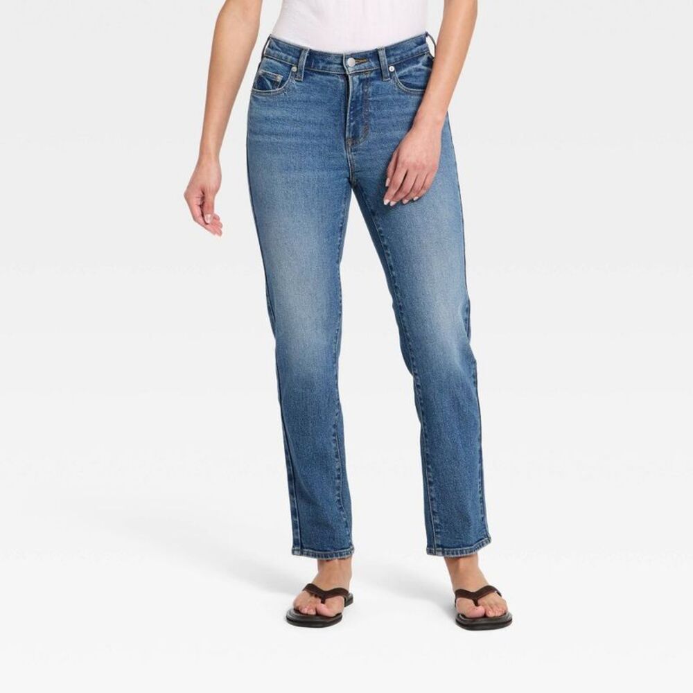 Women's 80's Slim Mid-Rise Ankle Length Pant - Universal Thread Dark Wash 6 Long